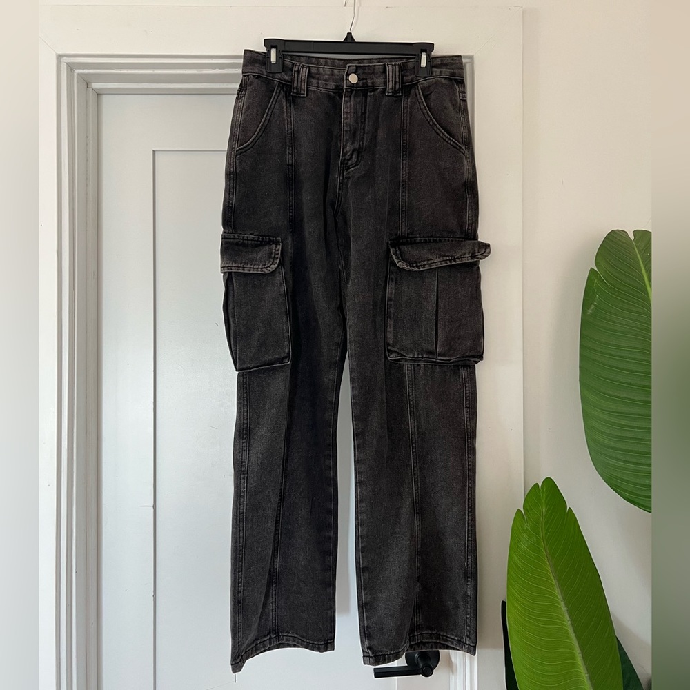 Black Cargo Jeans, Size: M